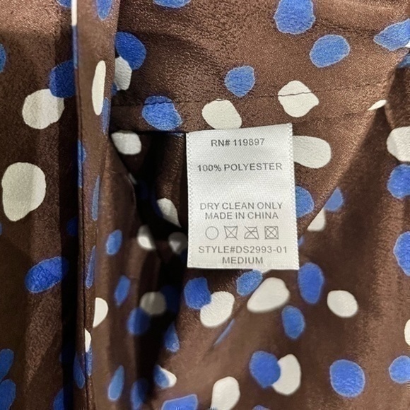 3/$30 _ COLLECTIVE CONCEPTS | dark brown shift dress blue polka dots Medium - Picture 8 of 10